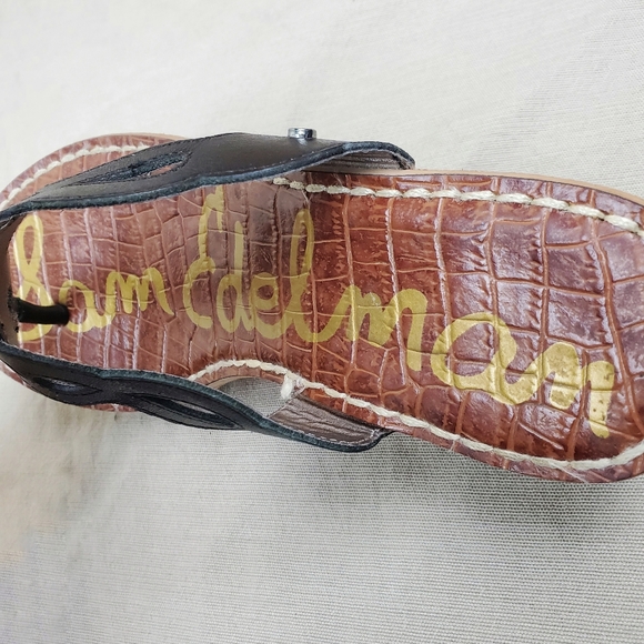 SAM EDELMAN Ralphie Black Cork Wedge Sandals 8 - Picture 9 of 11